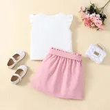 Toddler Girls Easter Holiday Wreath Bunny Rabbit Flying Sleeve Bowknot A-Line Dress