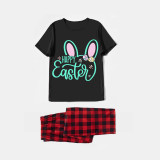 Easter Family Matching Pajamas Exclusive Design Happy Easter Bunny Ears Black Pajamas Set