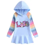 Girls Rainbow Happy Easter Bunny Love Long And Short Sleeve Casual Skirt