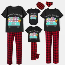 Easter Family Matching Pajamas Exclusive Design Happy Easter Gnomies Car Black Pajamas Set