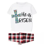 Easter Family Matching Pajamas Exclusive Design Happy Easter He Is Risen Eggs White Pajamas Set