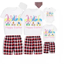 Easter Family Matching Pajamas Exclusive Design Happy Easter Gnomies Bunny White Pajamas Set