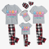Easter Family Matching Pajamas Exclusive Design Happy Easter Eggs Hunting Crew Gray Pajamas Set
