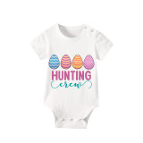 Easter Family Matching Pajamas Exclusive Design Happy Easter Eggs Hunting Crew Gray Pajamas Set