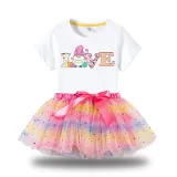 Girl Two Pieces Rainbow TuTu Happy Easter Gnomies Love Princess Bubble Skirt