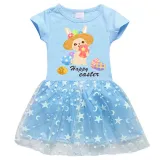 Girls Yarn Skirt Happy Easter Egg Bunny Long And Short Sleeve Dress
