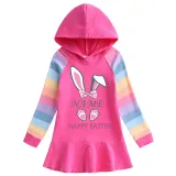 Girls Rainbow Happy Easter Name Custom Bunny Long And Short Sleeve Casual Skirt