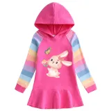 Girls Rainbow Happy Easter Bunny Flower Butterfly Long And Short Sleeve Casual Skirt