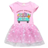 Girls Yarn Skirt Happy Easter Gnomies Car Long And Short Sleeve Dress