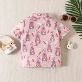 Baby Boys Happy Easter Rabbit Carrots Short Sleeve Casual Shirts