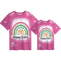 Mommy and Me Matching Clothing Top Happy Easter Rainbow Bunny Tie Dyed Family T-shirts