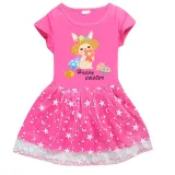 Girls Yarn Skirt Happy Easter Egg Bunny Long And Short Sleeve Dress
