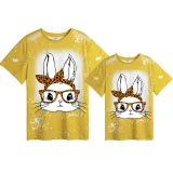 Mommy and Me Matching Clothing Top Happy Easter Bunny With Glasses Tie Dyed Family T-shirts
