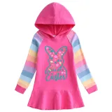 Girls Rainbow Happy Easter Elements Long And Short Sleeve Casual Skirt
