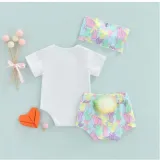 Baby Girls Happy Easter Some Bunny Loves Me Suits and Bow Headband