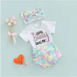 Baby Girls Happy Easter Some Bunny Loves Me Suits and Bow Headband