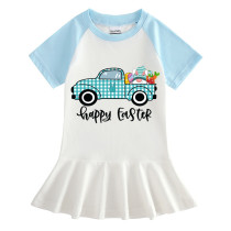 Girls Rainbow Happy Easter Gnomies Car Long And Short Sleeve Casual Skirt