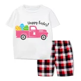 Easter Family Matching Pajamas Exclusive Design Happy Easter Car White Pajamas Set
