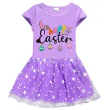Girls Yarn Skirt Happy Easter Eggs Long And Short Sleeve Dress