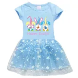 Girls Yarn Skirt Happy Easter Gnomies Bunny Long And Short Sleeve Dress