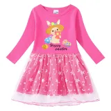 Girls Yarn Skirt Happy Easter Egg Bunny Long And Short Sleeve Dress