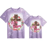 Mommy and Me Matching Clothing Top Happy Easter He Is Risen Tie Dyed Family T-shirts