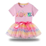 Girl Two Pieces Rainbow TuTu Happy Easter Egg Love Princess Bubble Skirt