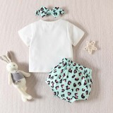 Baby Girls Happy Easter Two Pieces Chillin' with My Peeps T-shirts and Leopard Shorts Set