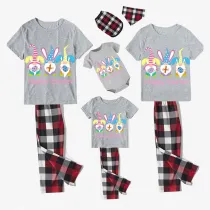 Easter Family Matching Pajamas Exclusive Design Happy Easter Gnomies Bunny Gray Pajamas Set