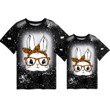 Mommy and Me Matching Clothing Top Happy Easter Bunny With Glasses Tie Dyed Family T-shirts