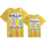 Mommy and Me Matching Clothing Top Happy Easter Chillin With My Peeps Tie Dyed Family T-shirts