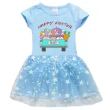 Girls Yarn Skirt Happy Easter Gnomies Car Long And Short Sleeve Dress