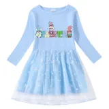 Girls Yarn Skirt Happy Easter Slogan Gnomies Long And Short Sleeve Dress