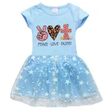Girls Yarn Skirt Happy Easter Peace Love Cross Long And Short Sleeve Dress
