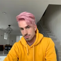 Men's Short Straight Pink Fluffy Hair Wigs Side Parting Wig