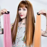 Hair Extensions Synthetic Hanging Ears Dyed 22Inch Color Straight Long Wig
