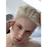 Men's Pale Gold Short Slightly Curly Wigs With Bangs