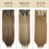 Hair Extensions Synthetic Hair Piece 24Inch Straight Long Wig