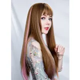 Hair Extensions Synthetic Hanging Ears Dyed 22Inch Color Straight Long Wig