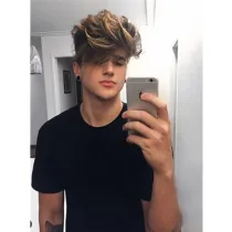 Men's Short Gold Brown Wig With Bangs
