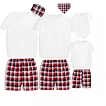 Christmas Matching Family Pajamas Personalized Custom Design White Short Christmas Pajamas Set With Dog Cloth