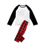 Christmas Matching Family Pajamas Black White Tops Red Plaid Pants Personalized Custom Design Christmas Pajamas Set With Dog Cloth