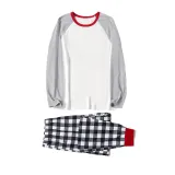 Christmas Matching Family Pajamas Gray White Tops Red Black Plaid Pants Personalized Custom Design Christmas Pajamas Set With Dog Cloth