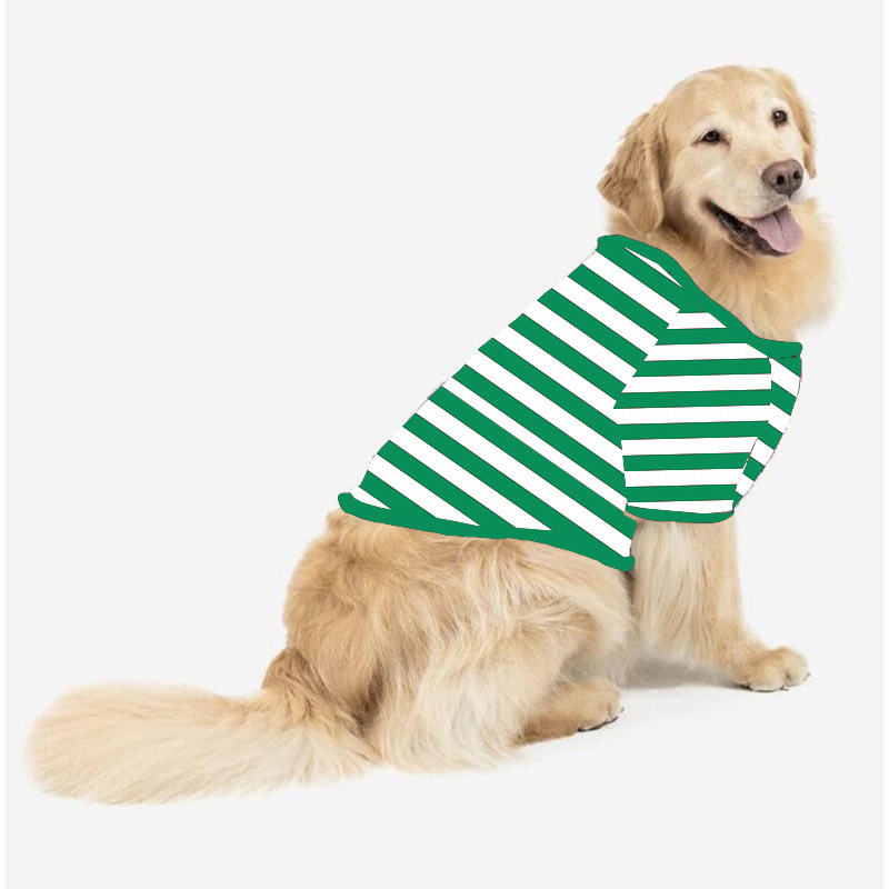 Green Stripes Dog Christmas Cloth With Christmas Hat