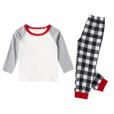 Christmas Matching Family Pajamas Gray White Tops Red Black Plaid Pants Personalized Custom Design Christmas Pajamas Set With Dog Cloth