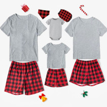 Christmas Matching Family Pajamas Personalized Custom Design Grey ShortChristmas Pajamas Set With Dog Cloth