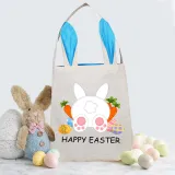 Easter Bunny Ears Canvas Bag Happy Easter Happy Easter Carrot Egg Square Bottom Handbag