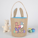Easter Bunny Ears Canvas Bag Happy Easter Happy Easter Love Round Bottom Handbag