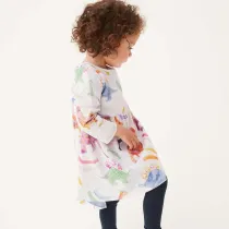 Toddler Girls Long Sleeve Cartoon Dinosaurs Animals Prints A-line Casual Dress