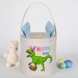 Easter Bunny Ears Canvas Bag Happy Easter Happy Easter Happy Eastrawr Dinosaur Round Bottom Handbag
